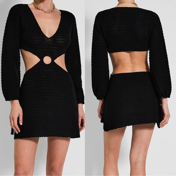 DEVON WINDSOR Dresses & Skirts - Devon Windsor Fallon Crochet Mini Dress With Ring Detail Black